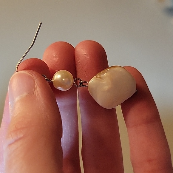 Dangle Earrings with Faux Pearl Accents - Picture 3 of 3